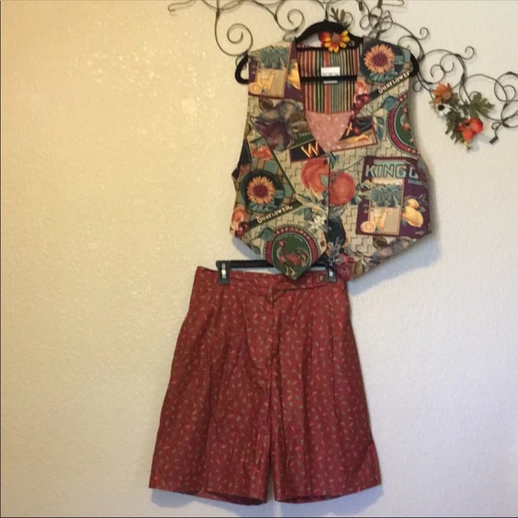 Vintage 90s mod Marcia Vest short set large